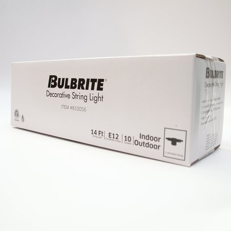 Bulbrite 14 ft, 10-Socket Decorative String Light Kit with E12 Base (Bulbs not Included), Black, 2PK 861942